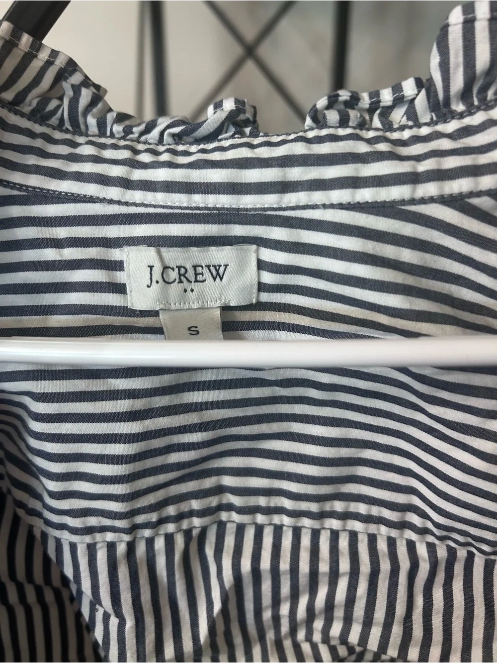 J. Crew Blue and White Vertical Stripe Button-Down Shirt